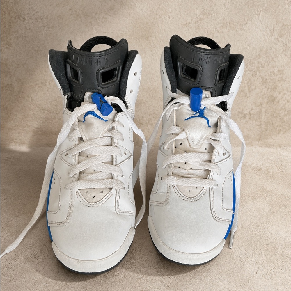 Air Jordan 6 Retro Sport Blue GS White Blue Black Size 5Y